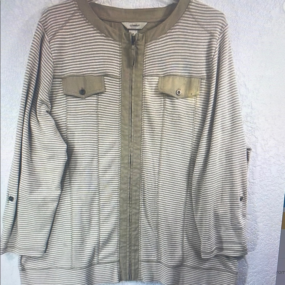 Striped Beige and Olive Women's Jacket